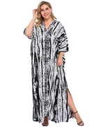 Black Tie Dye UPF 30+ Long Kaftan Cover Up Oversize Dress