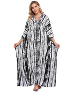 Black Tie Dye UPF 30+ Long Kaftan Cover Up Oversize Dress
