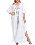 White UPF 30+ Long Kaftan Cover Up Oversize Dress