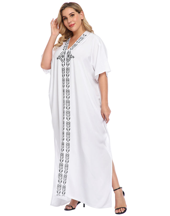 White Long Kaftan Cover Up UPF 30+ Maxi – alternate view