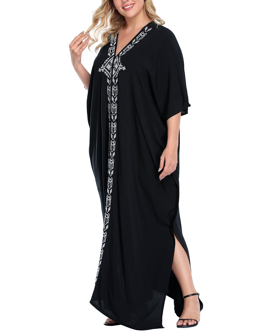 Black UPF 30+ Long Kaftan Cover Up Oversize Dress Secondary image