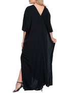 Black UPF 30+ Long Kaftan Cover Up Oversize Dress