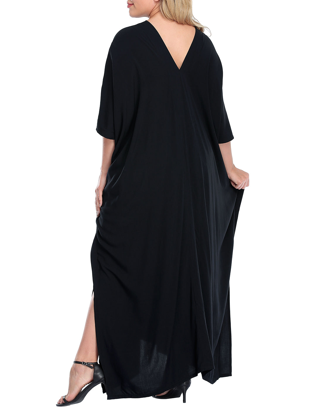 Black UPF 30+ Long Kaftan Cover Up Oversize Dress