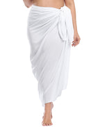 White Plus Size UPF 30+ Pareo Swimsuit Cover Up Wrap