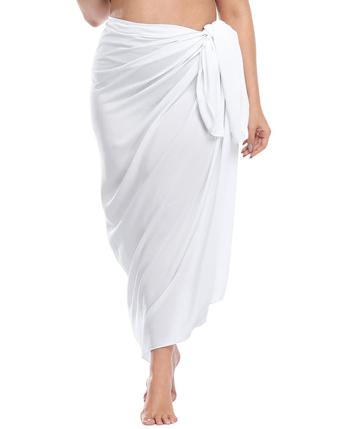 White Plus Size UPF 30+ Pareo Swimsuit Cover Up Wrap
