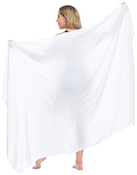 White Plus Size UPF 30+ Pareo Swimsuit Cover Up Wrap