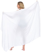 White Plus Size UPF 30+ Pareo Swimsuit Cover Up Wrap