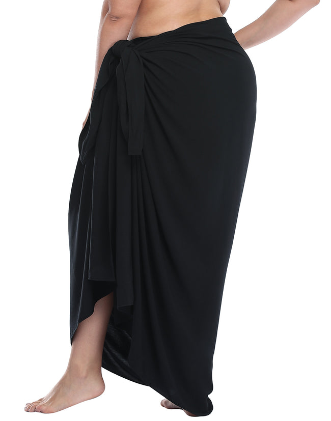 Black Pareo Swimsuit Cover Up Wrap Plus UPF 30 – product view 6