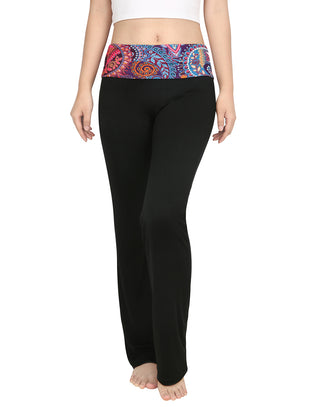 Purple Paisley Fold Over Lounge Pants – front view