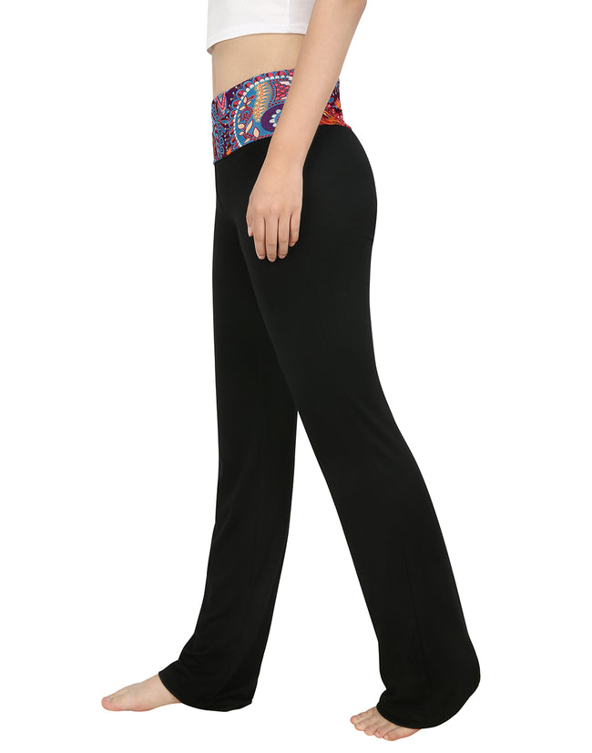 Purple Paisley Fold Over Lounge Pants – side view