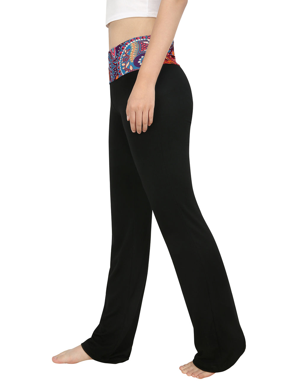 Color Block Fold Over Waist Yoga Pants