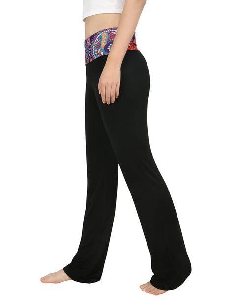 Color Block Fold Over Waist Yoga Pants