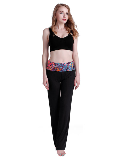 Color Block Fold Over Waist Yoga Pants