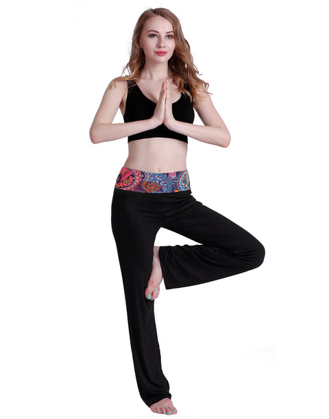 Color Block Fold Over Waist Yoga Pants