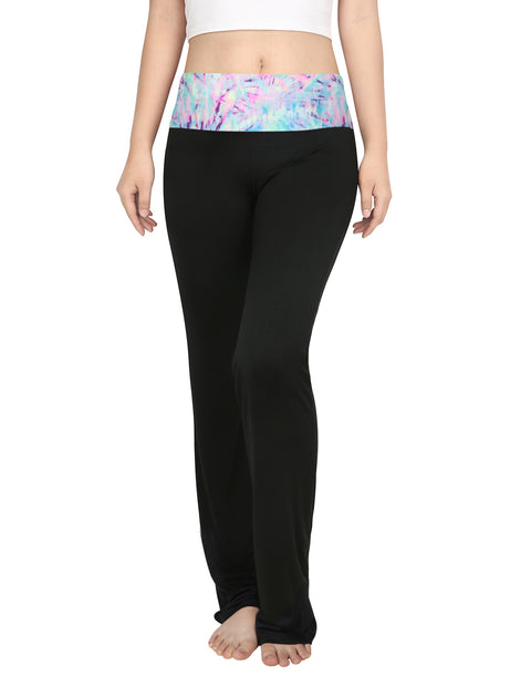Color Block Fold Over Waist Yoga Pants