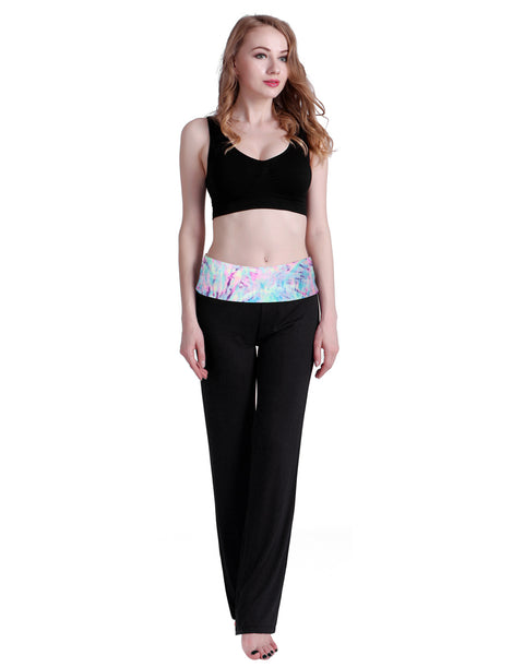 Color Block Fold Over Waist Yoga Pants