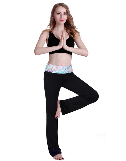 Color Block Fold Over Waist Yoga Pants