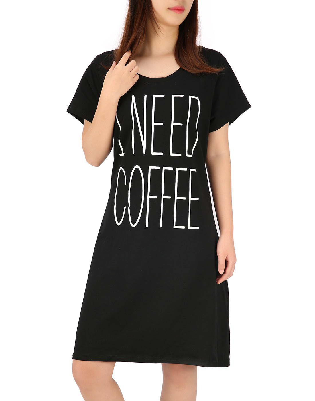I Need Coffee Short Sleeve Sleep Dress Main image