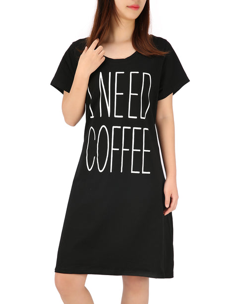 I Need Coffee Short Sleeve Sleep Dress