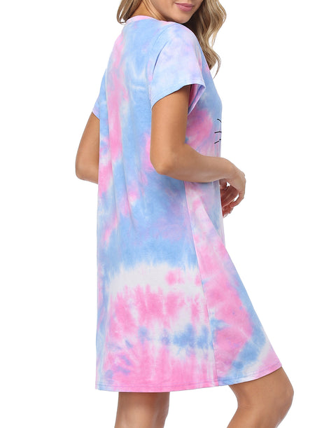 Cute Cat Short Sleeve Sleep Dress