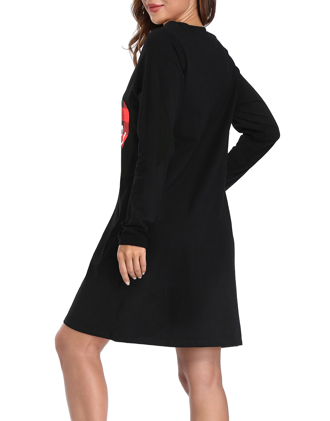 Buffalo Plaid Heart Long Sleeve Sleepwear Cotton Nightgown Sleepshirt