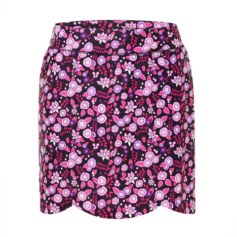 70s Floral Plus Size Skort Skirt with Bike Shorts and Pockets