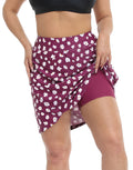 Burgundy Plus Size Skort Skirt with Bike Shorts and Pockets