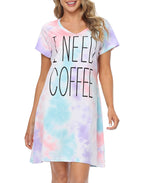 I Need Coffee Short Sleeve Sleep Dress