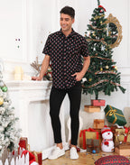 Dog Stockings Hawaiian Christmas Button Down Short Sleeve Shirts