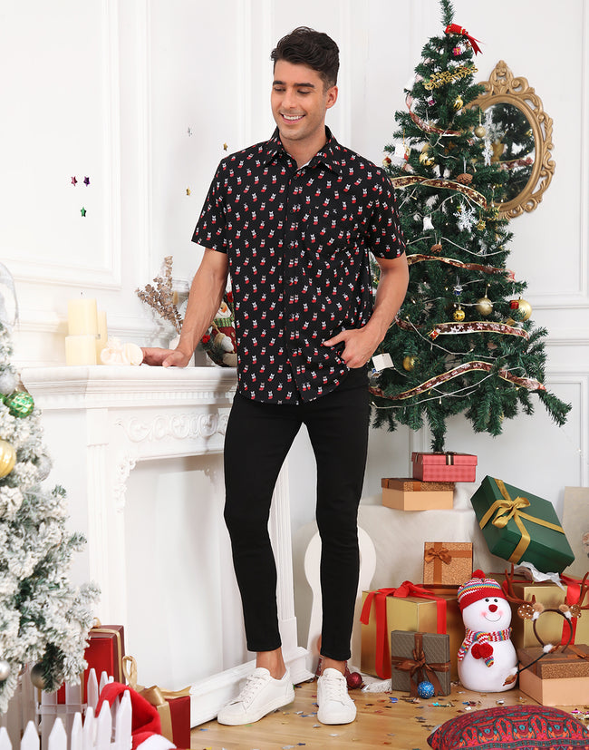 Dog Stockings Hawaiian Christmas Shirt Men's – back view