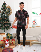 Dog Stockings Hawaiian Christmas Button Down Short Sleeve Shirts