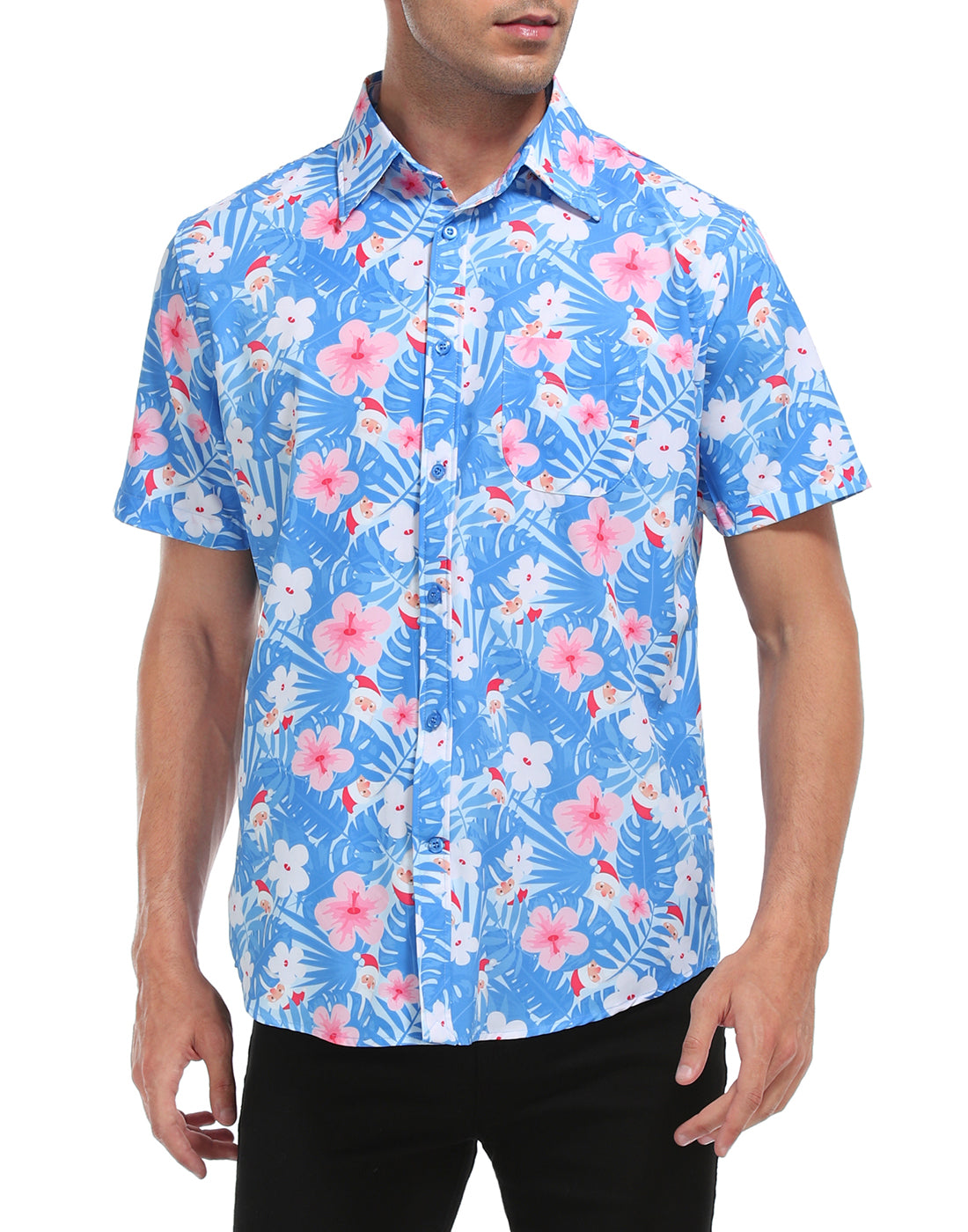 Hawaiian Santa Christmas Button Down Short Sleeve Shirts Main image