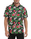 Tropical Santa Hawaiian Christmas Button Down Short Sleeve Shirts