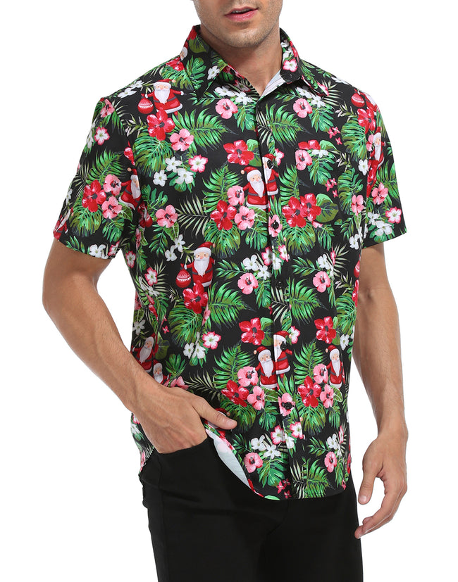 Tropical Santa Christmas Shirt Hawaiian Men's – side view