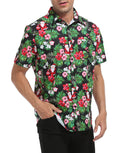 Tropical Santa Hawaiian Christmas Button Down Short Sleeve Shirts