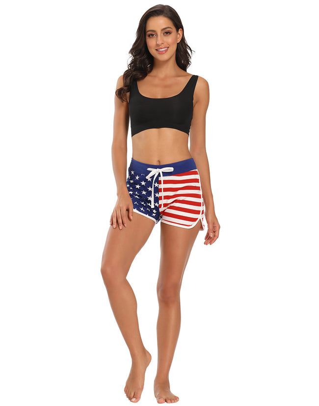 US Flag Retro Running Shorts Track – close-up detail