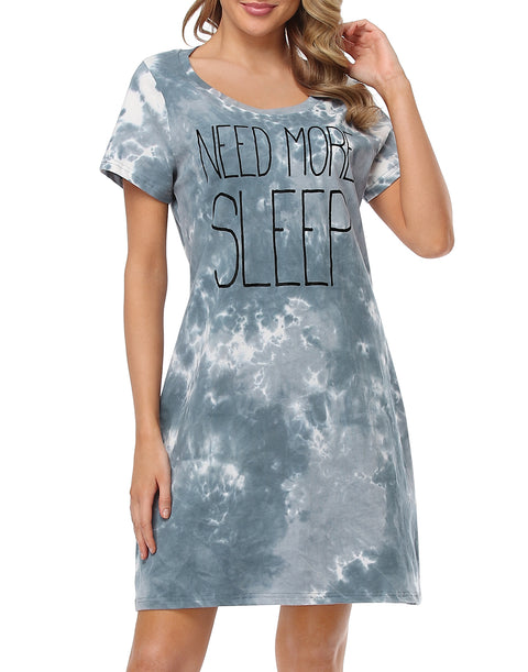 Need More Sleep Short Sleeve Sleep Dress