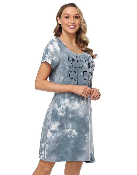 Need More Sleep Short Sleeve Sleep Dress