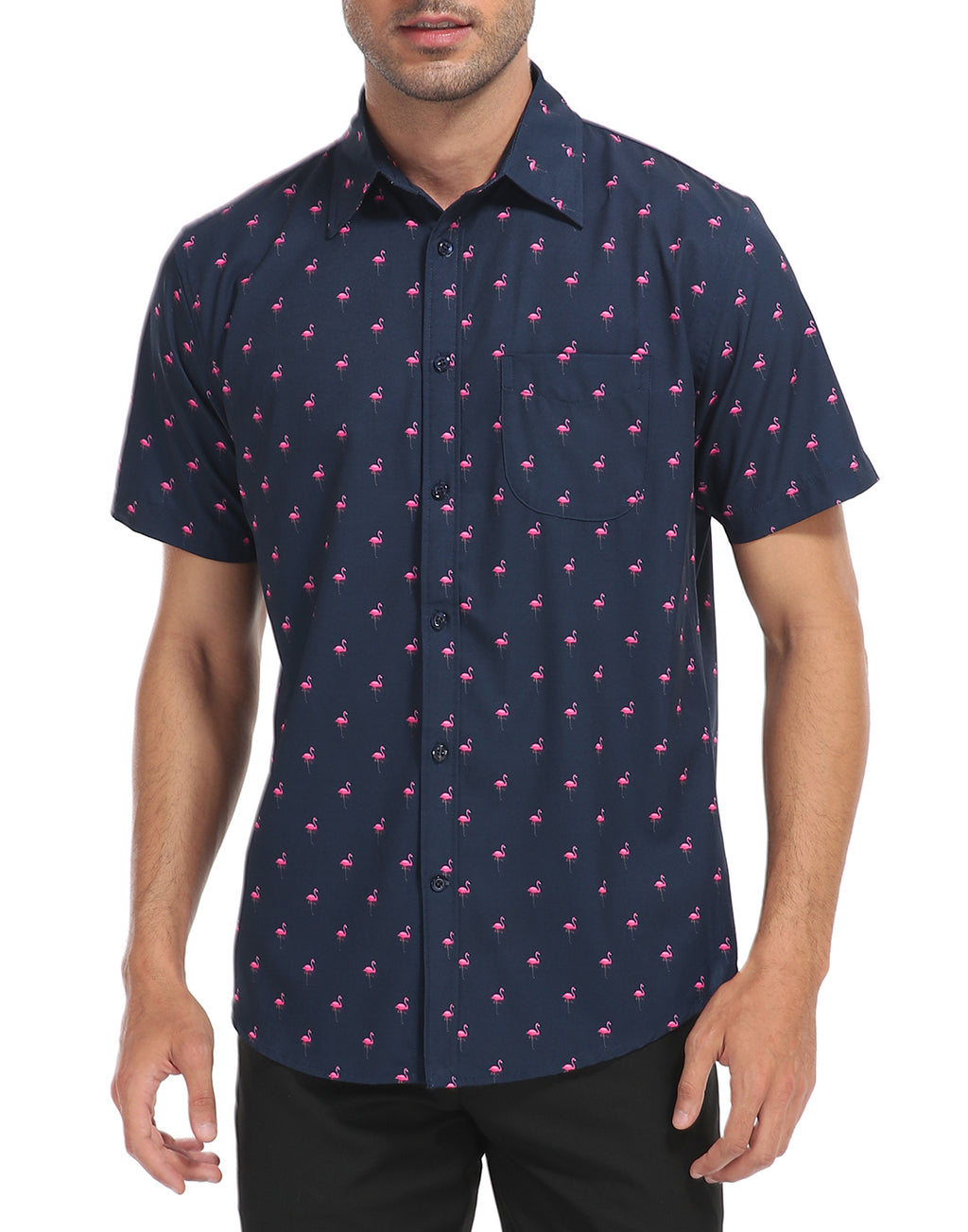 Mens Short Sleeve Button Down Hawaiian Dress Shirt