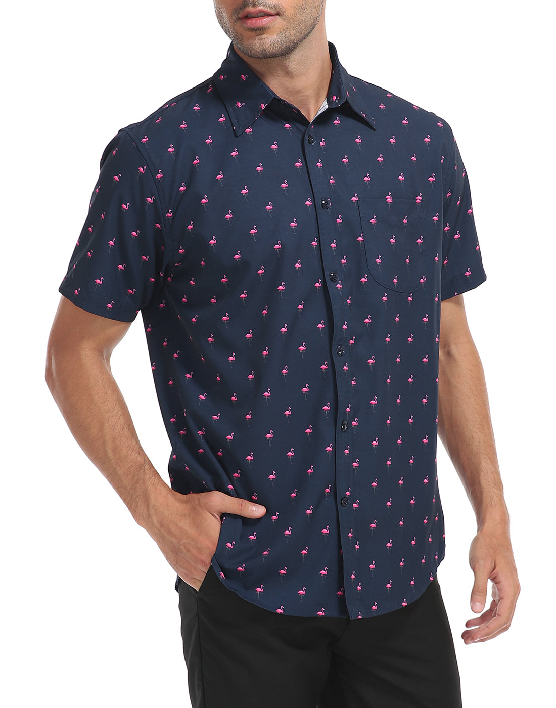 Mens Short Sleeve Button Down Hawaiian Dress Shirt