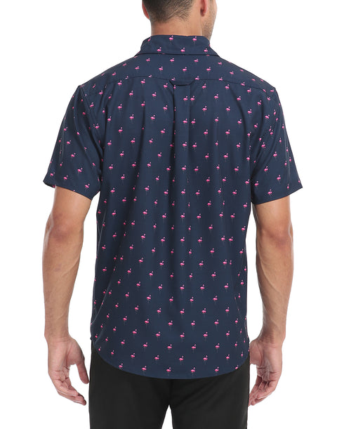Mens Short Sleeve Button Down Hawaiian Dress Shirt