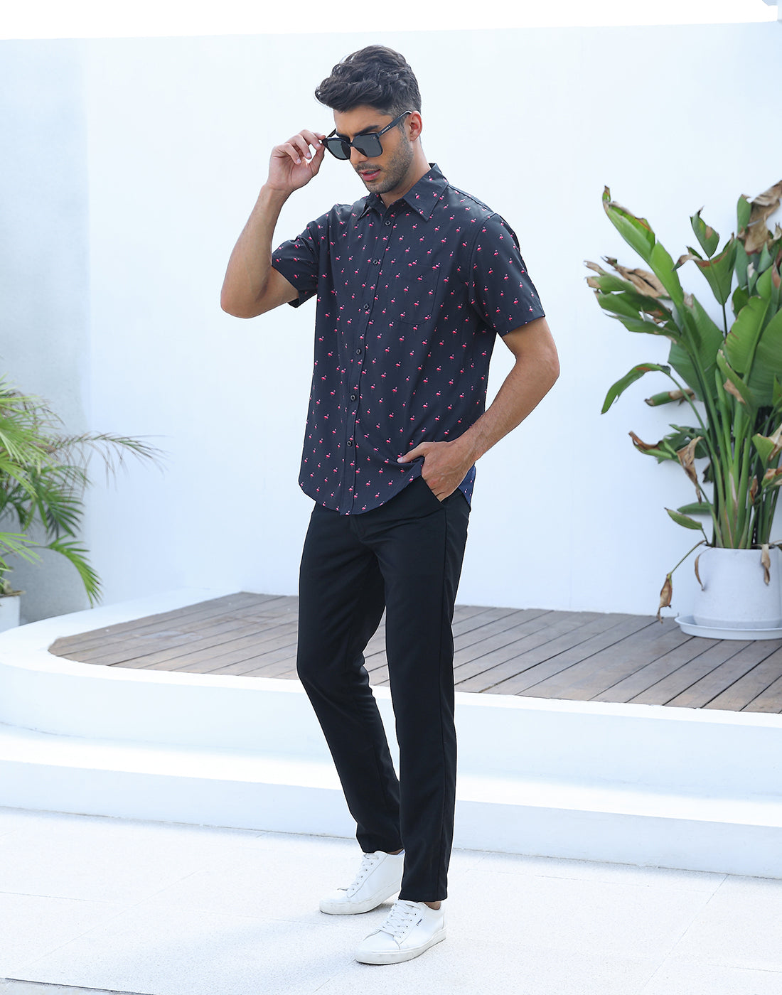 Mens Short Sleeve Button Down Hawaiian Dress Shirt