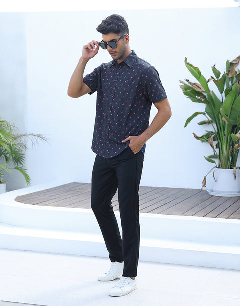 Mens Short Sleeve Button Down Hawaiian Dress Shirt