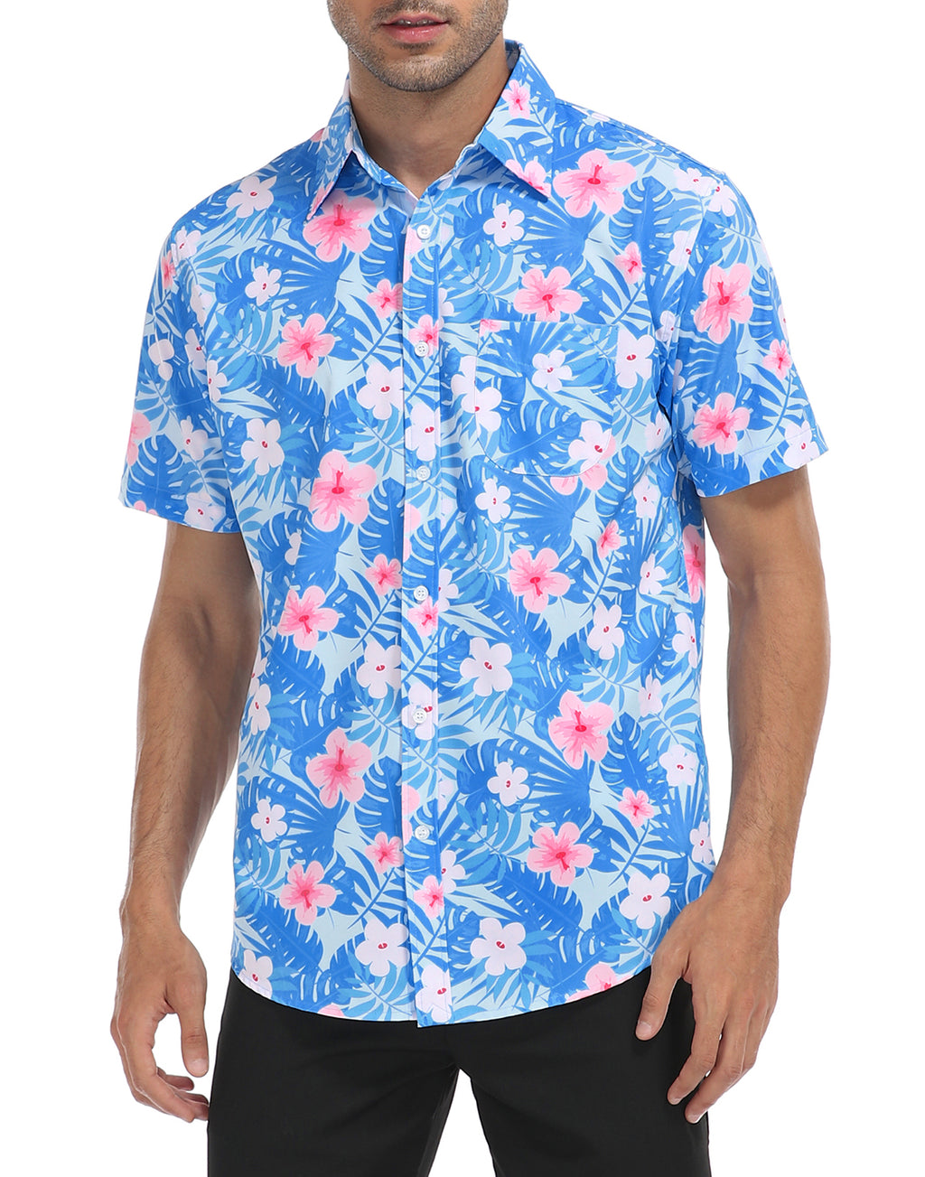 Mens Short Sleeve Button Down Hawaiian Dress Shirt