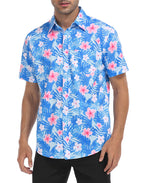 Mens Short Sleeve Button Down Hawaiian Dress Shirt