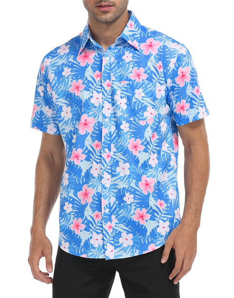 Mens Short Sleeve Button Down Hawaiian Dress Shirt