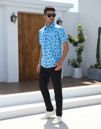 Mens Short Sleeve Button Down Hawaiian Dress Shirt