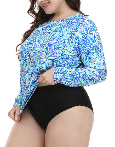 HDE Plus Size Rash Guard for Women UPF 50 Quick Dry Long Sleeve Swim Top