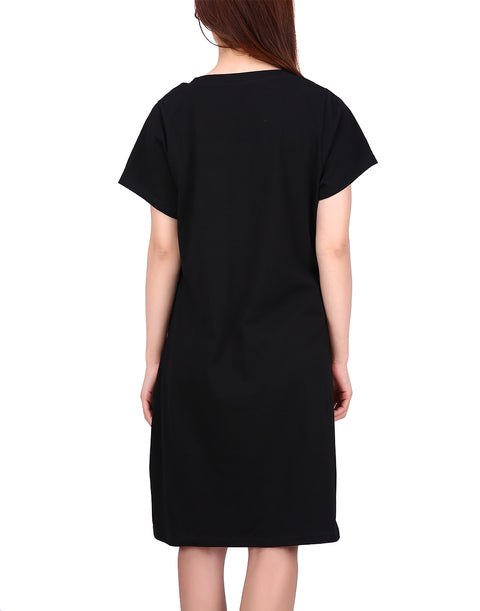 Need More Sleep Short Sleeve Sleep Dress