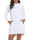 White Beach Coverup Long Sleeve Swim Dress with Hood